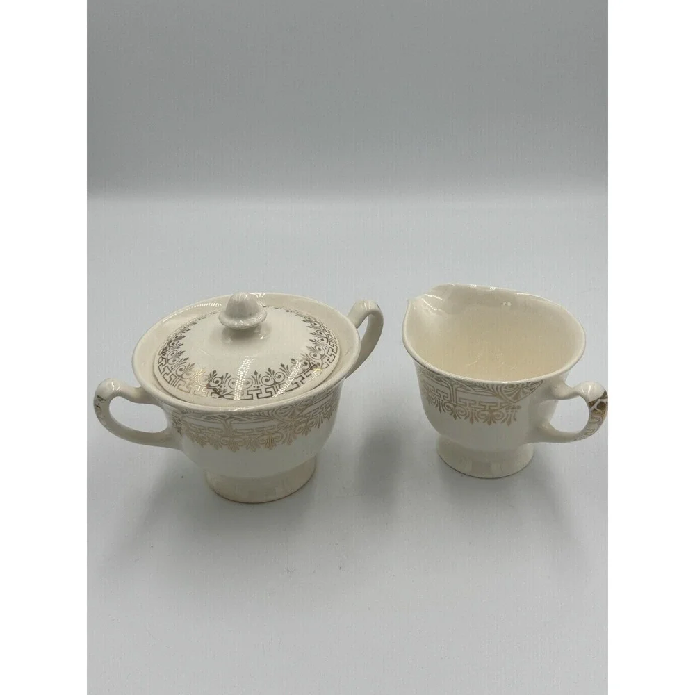 Vintage Stetson 22k Gold Sugar Bowl And Creamer Set 
